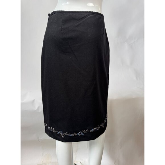 Gap Womens Black Embroidered Hem Midi Skirt Size 6 Polyester Rayon Spandex - Picture 13 of 16